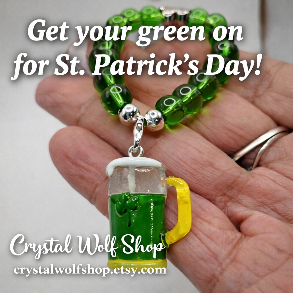 Green Beer Charm Bracelet